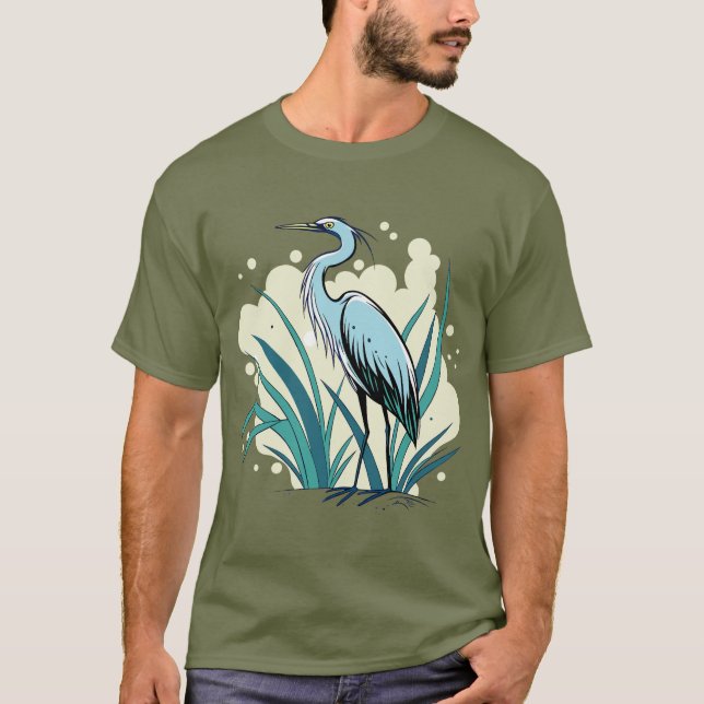Camiseta A Majestic Blue Heron Stands Tall In A Vibrant Nat (Anverso)