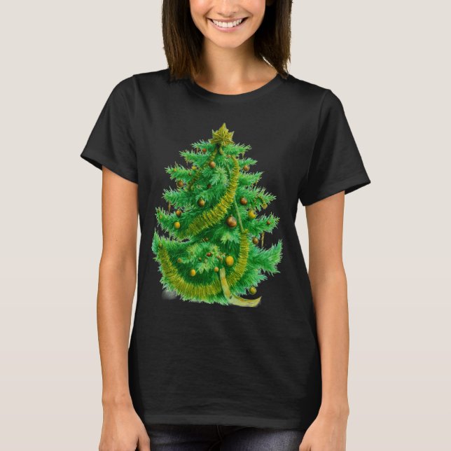 Camiseta A Mandelbrot Christas Tree With Red & Green Bulbs (Anverso)