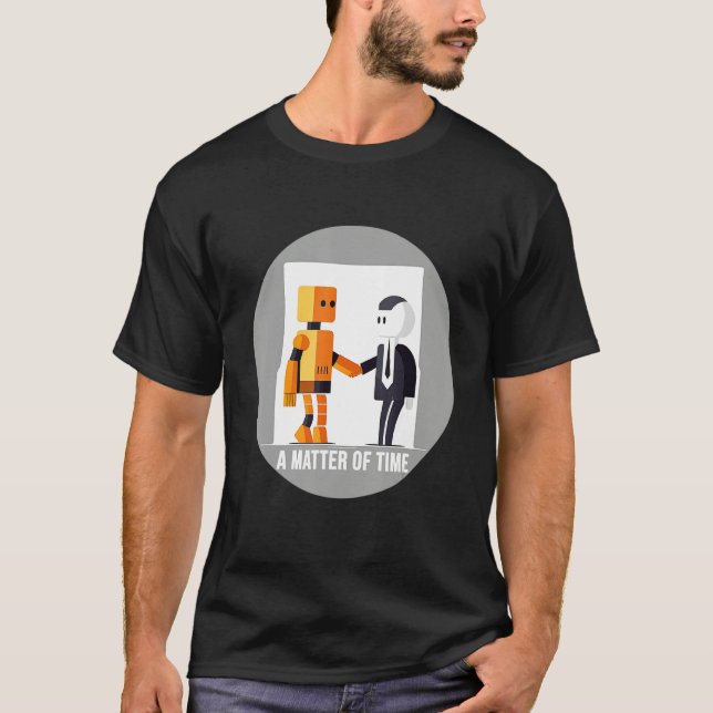 Camiseta A Matter Of Time Robot and Human Shaking Hands (Anverso)