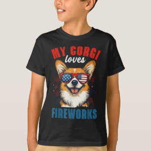 Camiseta A Mi Corgi Le Encantan Los Fuegos Artificiales 4 D