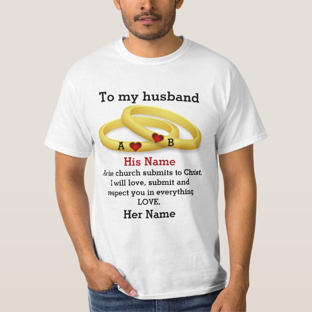 Camiseta A mi marido por él boda pareja monograma (Anverso)