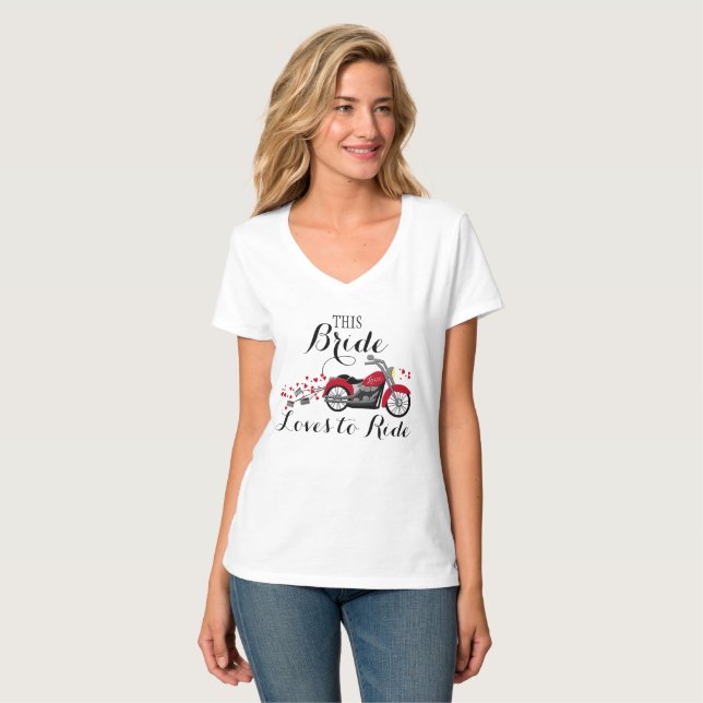Camiseta A Novia En Motocicleta Le Encanta Ir (Anverso completo)