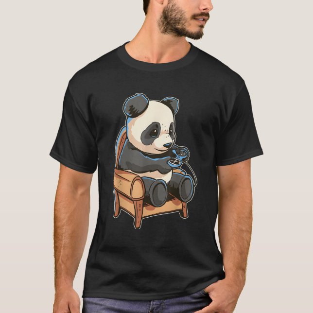 Camiseta A Panda De Juegos Le Encanta Jugar En Un Sillón Ac (Anverso)
