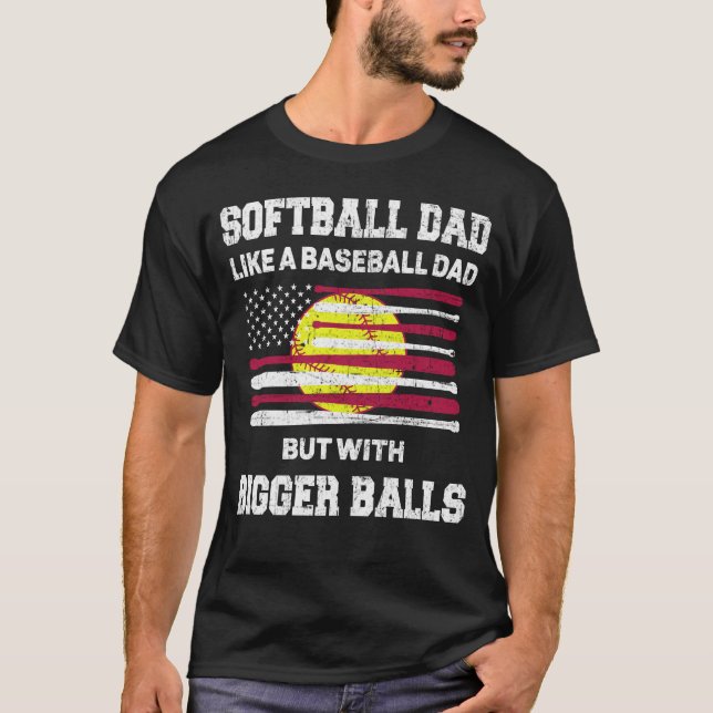 Camiseta A papá de softball le gusta el béisbol con bolas m (Anverso)