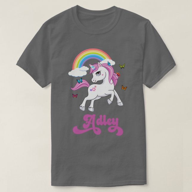 Camiseta A Para Adley Adley Rainbow Unicorn (Diseño del anverso)
