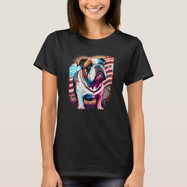 Camiseta A Patriotic Bulldog and American Flag Premium (Anverso)