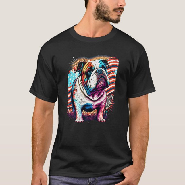Camiseta A Patriotic Bulldog and American Flag Premium (Anverso)