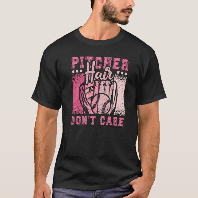 Camiseta A Pitcher Hair no le importa el Chica de Softball (Anverso)