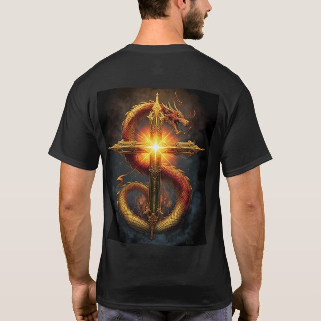 Camiseta A powerful and detailed design of a dragon coiled  (Reverso)