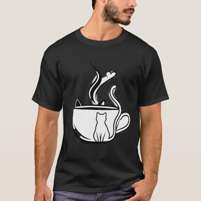 Camiseta A Purr-fect Brew: Black & White Cat (Anverso)