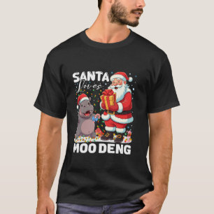 Camiseta A Santa Claus le encanta Moo Deng por sus divertid