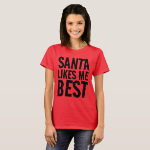 CAMISETA A SANTA CLAUS, NAVIDADES DIVERTIDOS, LE GUSTA LA M