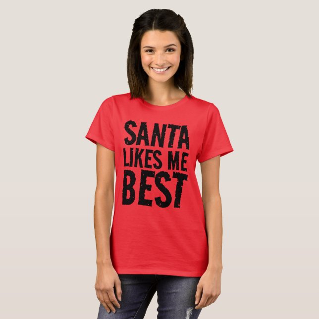 CAMISETA A SANTA CLAUS, NAVIDADES DIVERTIDOS, LE GUSTA LA M (Anverso completo)