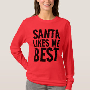 CAMISETA A SANTA CLAUS, NAVIDADES DIVERTIDOS, LE GUSTA LA M