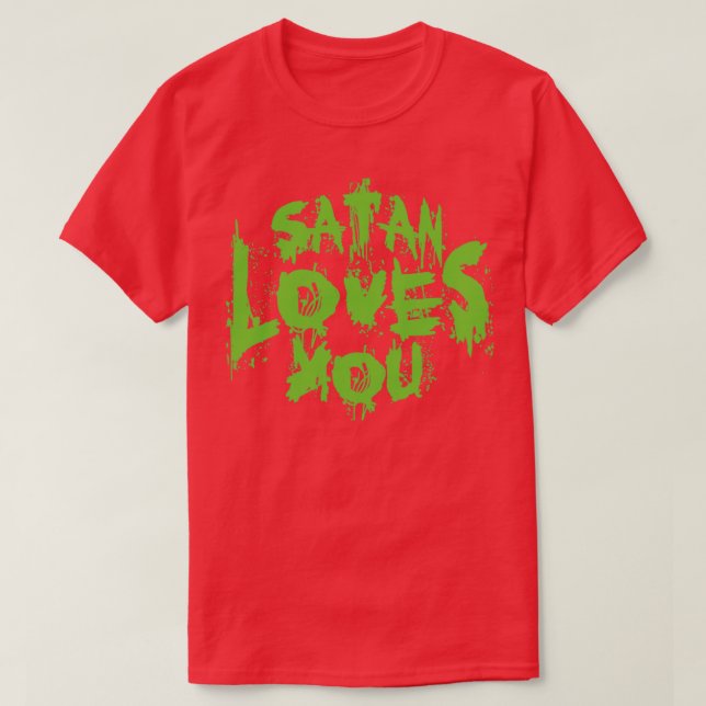 Camiseta A Satán le encanta la cita sarcástica Neon Green T (Diseño del anverso)