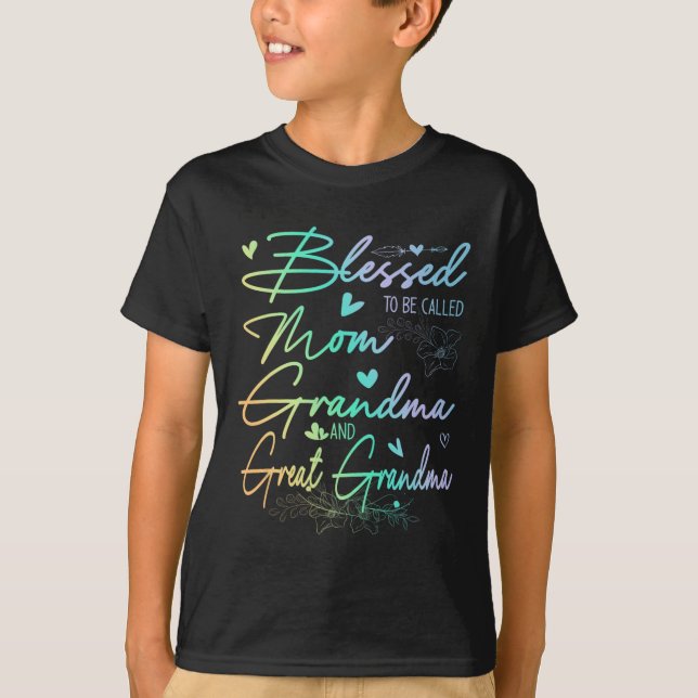 Camiseta A Ser Llamada Mamá Abuela Y Gran Abuela Floral (Anverso)