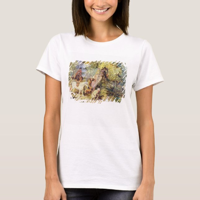 Camiseta A Sketch for 'Foresters Stalking Deer' (oil over c (Anverso)