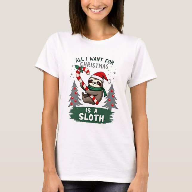 Camiseta A Sloth For Christmas. Cute, Christmas Sloth With  (Anverso)