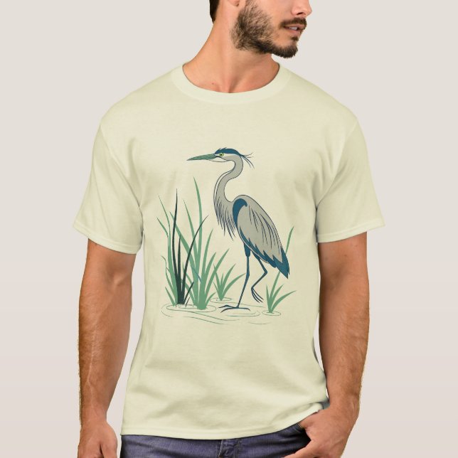 Camiseta A Solitary Heron Standing Gracefully (Anverso)