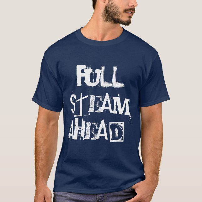 Camiseta ¡A todo vapor por delante! negro inspirador motiva (Anverso)