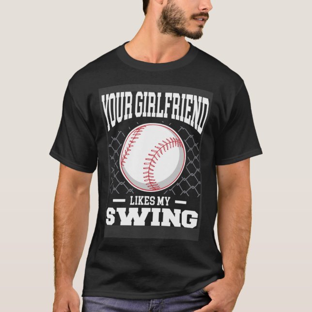 Camiseta A Tu Novia Le Gusta Mi Béisbol Masculino 1 (Anverso)