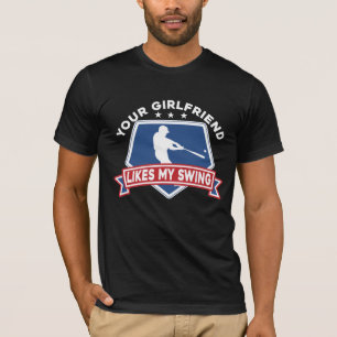 Camiseta A tu novia le gusta mi jugador de béisbol columpio