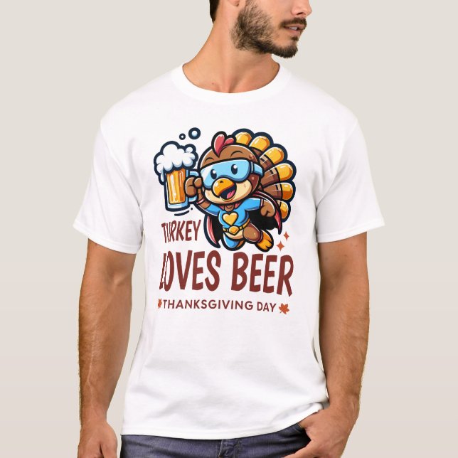 Camiseta A Turquía le encanta la bebida de Acción de Gracia (Anverso)
