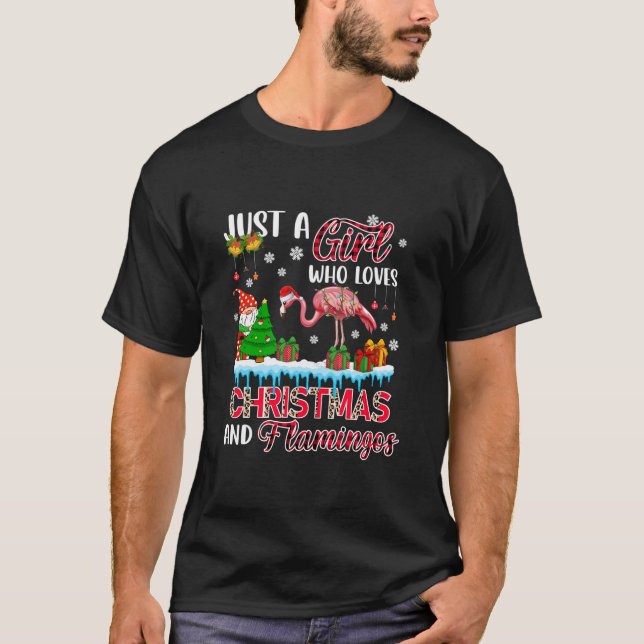 Camiseta A Un Chica Le Encantan Los Navidades Y Los Flaming (Anverso)