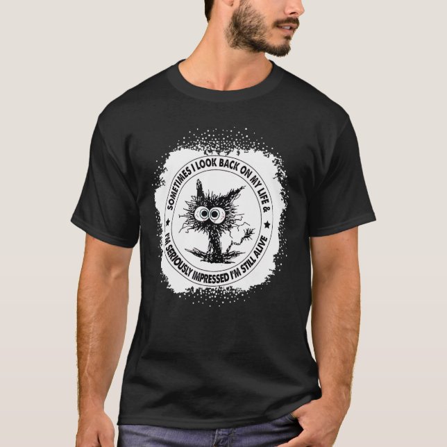 Camiseta A Veces Mirar Atrás Mi Vida Gato Negro Azotado (Anverso)