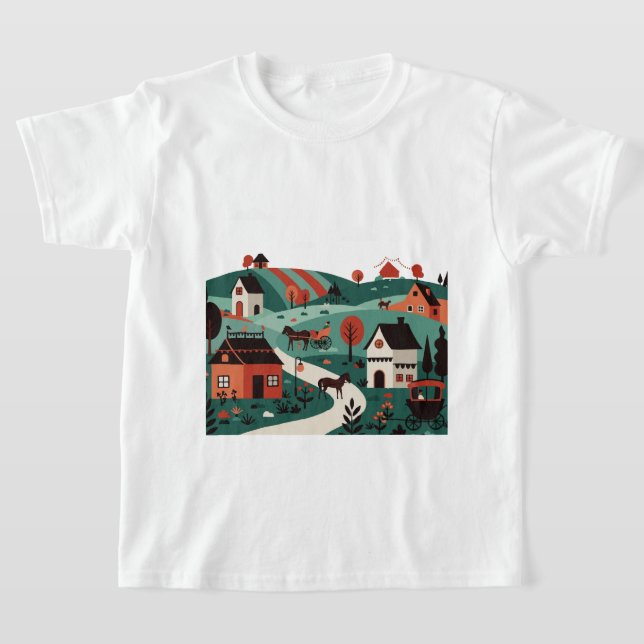 Camiseta A village drawn in an illustration style (Distribución)