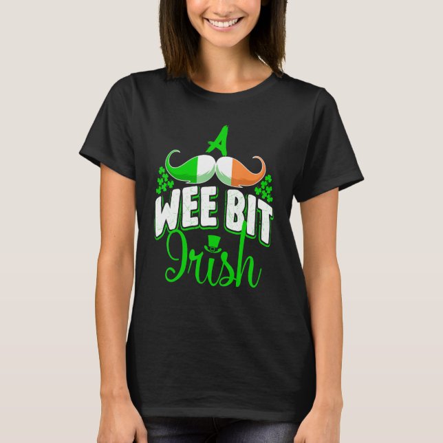Camiseta A Wee Bit Irish Shamrock Flag Snarky St Patricks D (Anverso)