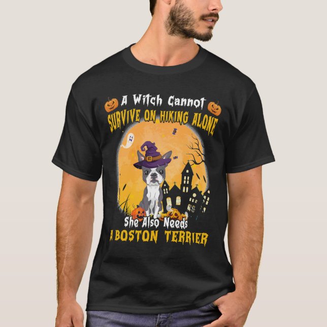 Camiseta A Witch Cannot Survive Hiking Alone She Needs Bost (Anverso)