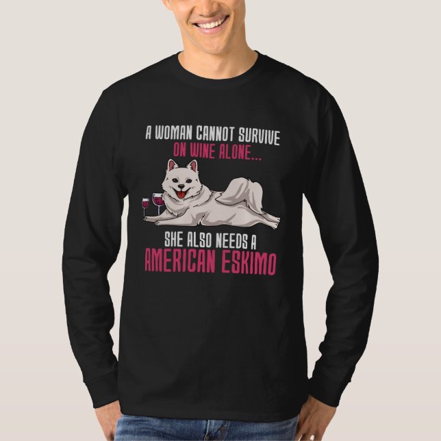 Camiseta A Woman Cannot Survive On Wine Alone American Eski (Anverso)