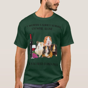 Camiseta A Woman Cannot Survive On Wine Alone Guinea Pig Lo