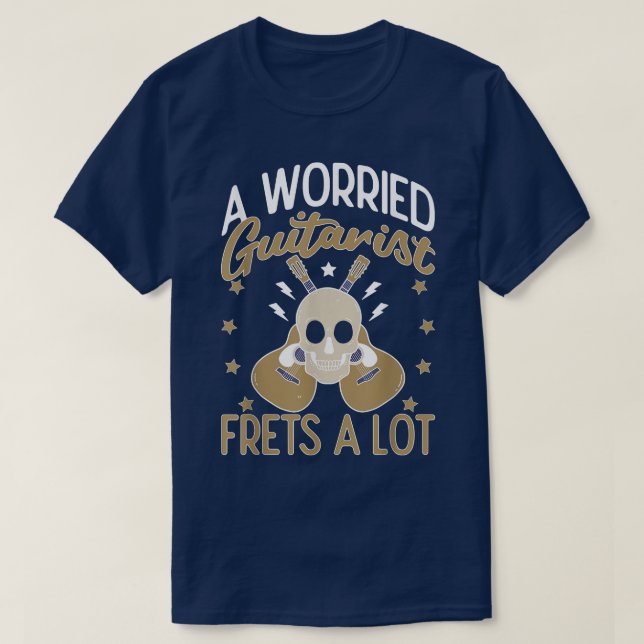 Camiseta A Worried Guitarist Frets A Lot Acoustic Guitar 10 (Diseño del anverso)