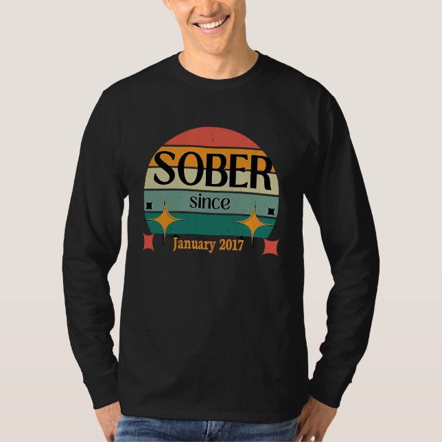 Camiseta AA NA Celebrate Sobriety Since January 2017 Sober  (Anverso)