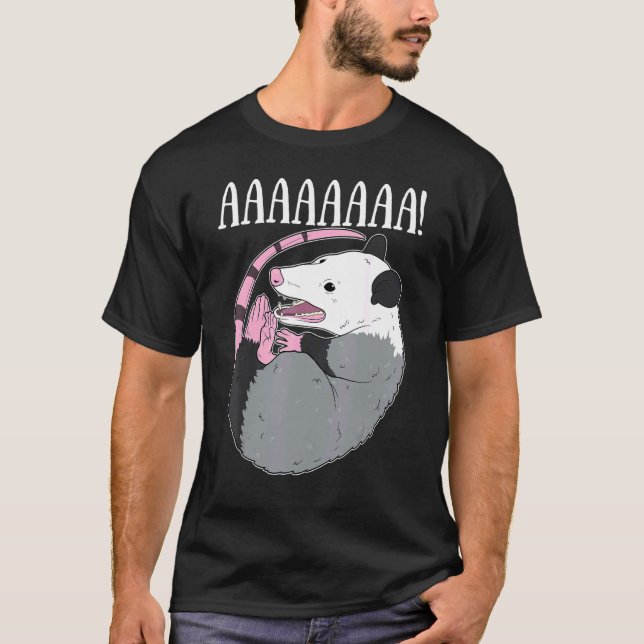 Camiseta Aaaaa Gritando Opossum muerto por basura en meme d (Anverso)