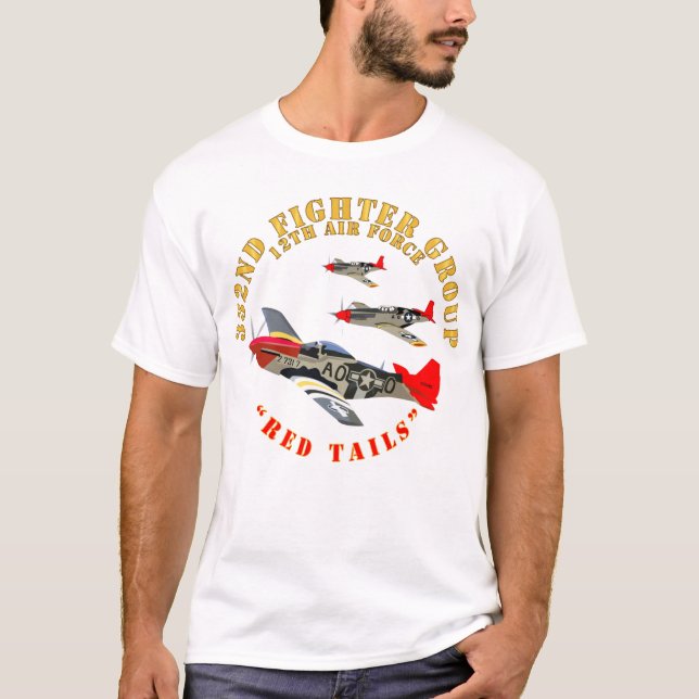 Camiseta AAC - 332nd Fighter Group - 12th AF - Red Tails (Anverso)