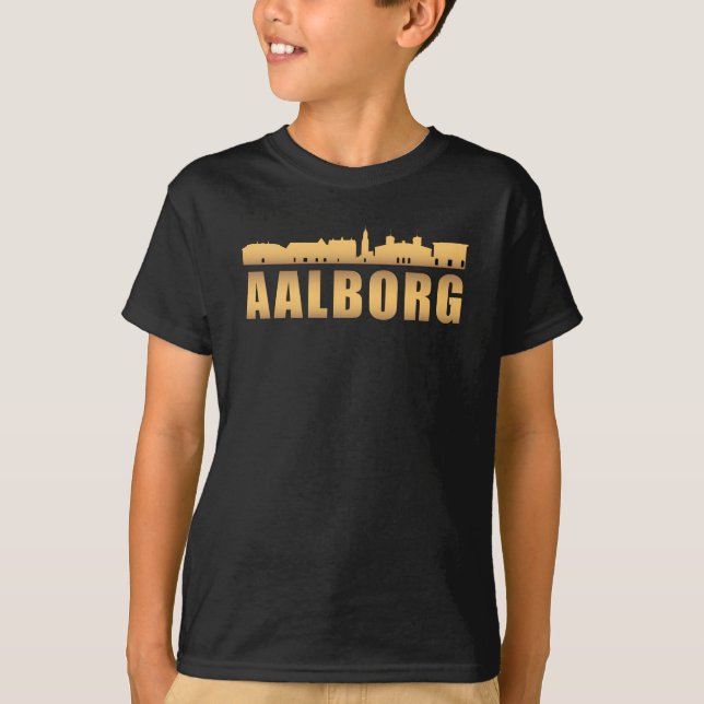 Camiseta Aalborg Dinamarca City Skyline Cityscape Gratis (Anverso)
