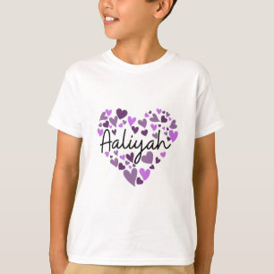 Camiseta Aaliyah, corazones morados