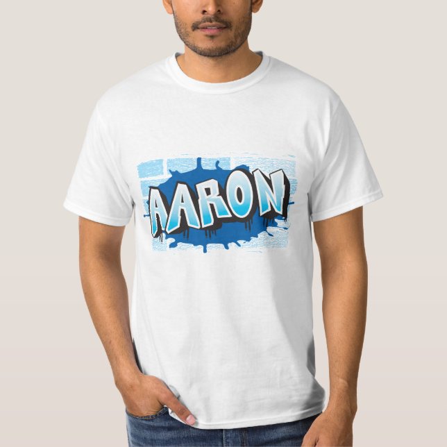 Camiseta Aaron Your Graffiti Name Background Brick Wall T-S (Anverso)