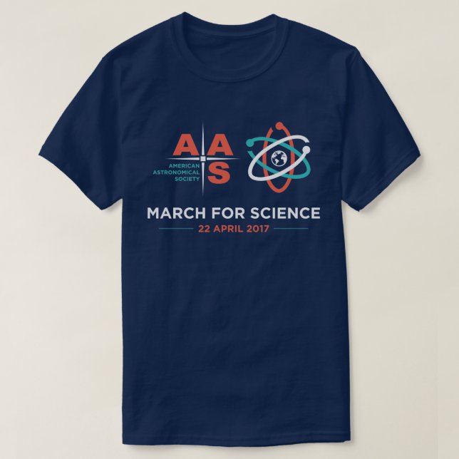 Camiseta AAS + Marzo para la ciencia; Azules marinos (Diseño del anverso)
