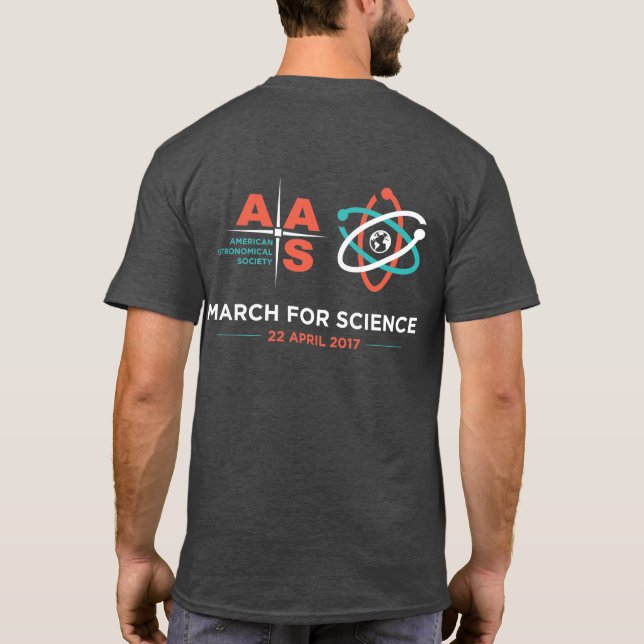 Camiseta AAS + Marzo para la ciencia; Invierta, gris de (Reverso)