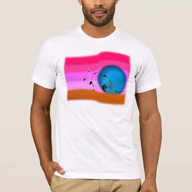 Camiseta abada del hacha del arco iris de los artes (Anverso)