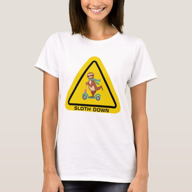 Camiseta Abajo | Funny Sloding Riding Scooter Template (Anverso)
