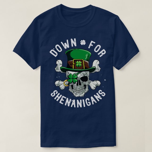 Camiseta Abajo para Shenanigans St Patricks Day Funny Skull (Diseño del anverso)