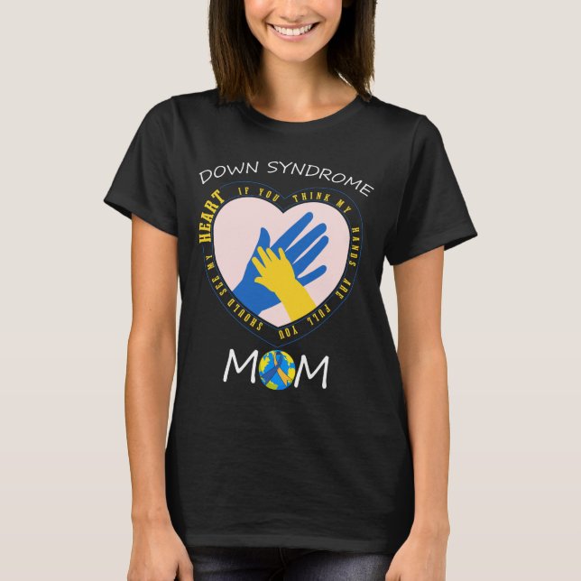 Camiseta Abajo Síndrome Mamá Camisa, Cinta Azul Amarilla Re (Anverso)