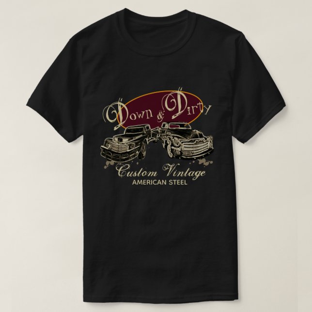 Camiseta Abajo y acero americano sucio (Diseño del anverso)