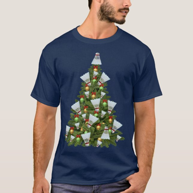 Camiseta abanico de bádminton de árbol de Navidad (Anverso)