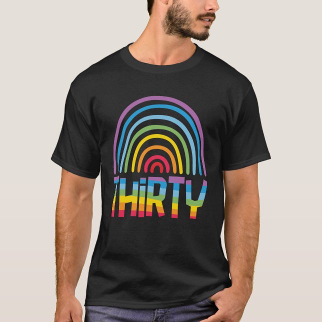 Camiseta Abanico de cumpleaños 30 arcoíris mujer 30 años (Anverso)